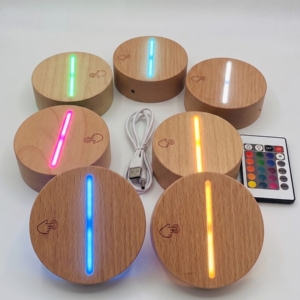 RGB <b>USB</b> LED <b>Light</b> Base Remote Control Wooden Touch Display Stand Dimmable Warm White <b>Night</b> <b>Light</b> - Product Image 1