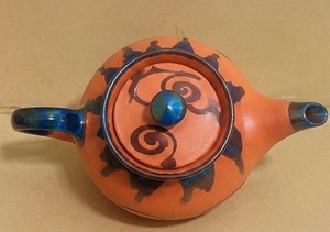Handmade <b>Ceramic</b> Terracotta <b>Kettle</b> Tabletop Art Sculpture Modern Design Abstract Geometric Pattern Orange Color New Year 1PC - Product Image 6