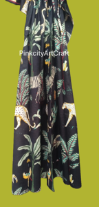 Vestido Kaftán de Algodón Ecológico Hecho a Mano, Estampado Tropical de Selva, Estilo Boho, Tejido Ligero y Transpirable de Primera Calidad, Manga Corta - Product Image 5