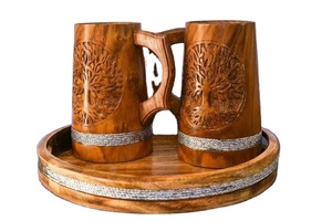 Usine directe Vintage Grain de bois gros ventre bière tasses Logo personnalisé tasse en bois tasses en bois 2025 accessoire - Product Image 2