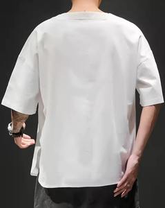 Nouveau T-shirt personnalisé tendance pour adultes, en coton à séchage rapide, anti-boulochage, couleur unie blanche, coupe oversize, idéal pour l'été - Product Image 3