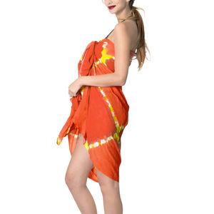 Conjunto de bikini de dos piezas para mujer, de cintura alta, con pareo de playa, traje de baño estampado de malla, 100% poliéster, estilo coreano - Product Image 2