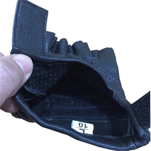 Gants de vélo unisexes mi-doigts en cuir de chèvre de haute qualité, respirants, imperméables, compatibles avec les écrans tactiles, fermeture auto-agrippante - Product Image 6