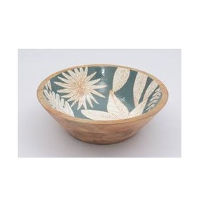 Bol à salade rond en bois écologique, décoratif, imprimé émail, bols de service pour fruits, collations, vaisselle de cuisine, bols en bois - Product Image 1