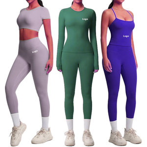 Solid Women's Yoga Set Breathable Anti-Bacterial Eco-Friendly Seamless Gym Wear Fitness Sportswear 7 Piece Set Elastic Front - Product Image 2