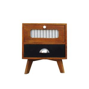 Mesa de Noche Moderna y Contemporánea de Madera Maciza con Dos Cajones de Almacenamiento, Patas Cónicas, Mesa Auxiliar Compacta y Elegante para Sala de Estar - Product Image 3