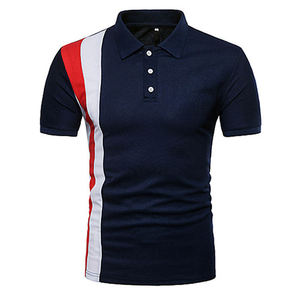 Polo pour homme en coton 100% uni, personnalisable OEM/ODM, avec motif géométrique, pour les occasions décontractées, les loisirs et le golf, modèle vierge. - Product Image 2