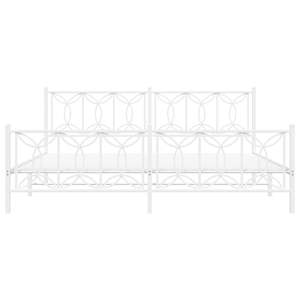 Cadre de lit rectangulaire moderne en acier blanc 76 x 80 pouces, design métallique élégant - Product Image 4