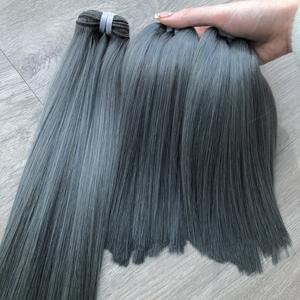 Venta al por mayor 100% de alta calidad vietnamita extensiones de cabello virgen hueso recto pelo crudo peluca Frontal en color gris - Product Image 3