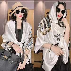 Luxury Design Long Silk Scarf Women Soft Smooth Scarves Head <b>Wrap</b> Hijab Outdoors Muffler Long <b>Shawl</b> Beach Towel Female 90*180cm - Product Image 3