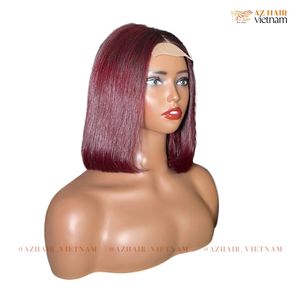 วิกผมบ๊อบจากเวียดนาม2024ผมมนุษย์แท้ไม่มีกาวผมตรงสีเบอร์กันดี - Product Image 5