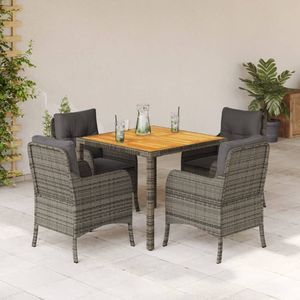 5 pezzi grigio Poly Rattan Patio Set da pranzo con cuscini mobili da esterno durevoli - Product Image 1