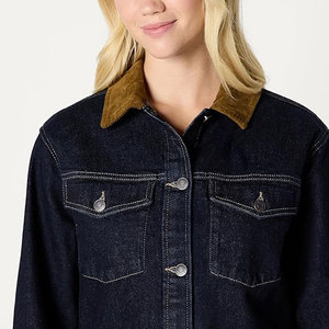 Chaqueta Clásica Estilo Utilitario Informal para Uso Diario, Prenda Exterior Duradera para Mujer, Corte Regular, Denim de Baja Elasticidad, Cintura Ajustada - Product Image 6