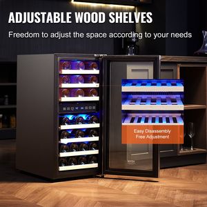Doppia zona 33-bottiglia di vino refrigeratore Freestanding luce a LED frigorifero per vino e bevande - Product Image 6