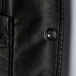 Veste en cuir PU pour homme, style motard vintage décontracté, avec boutons et poches, pour l'automne - Product Image 4
