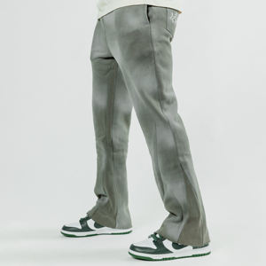 Nouveau pantalon de survêtement ample en coton tricoté délavé à l'acide pour homme, avec logo personnalisé, en molleton épais et coupe large - Product Image 2