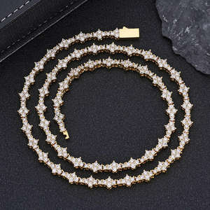 Export Quality Hip Hop Tennis Chain Necklace Iced Out Cubic Zirconia Diamond Look Silver Plated For Unisex Available For Sale - Product Image 5