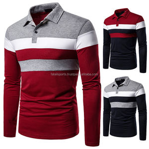 Moda nuevo Color negro precio barato hombres Polos manga larga venta al por mayor personalizado clásico hombres botón Up Polo camiseta - Product Image 5