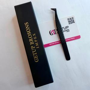 Pinces à cils en acier inoxydable avec poignée diamantée noire, pointe de précision lisse, emballage en boîte, logo et couleur personnalisés - Product Image 3