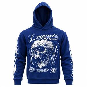 Wholesale Unisex Fleece Hoodie Dark <b>Skull</b> Graphic Print Loose Punk Streetwear Pullover Pocket 350g Heavyweight Autumn Winter - Product Image 1