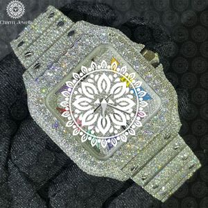 Montre de luxe pour homme Charm Jewells en acier inoxydable, carrée 40 mm, mouvement mécanique analogique, verre, étanche 10 bars, bouton poussoir - Product Image 2