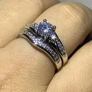 Moissanite Engagement <b>Ring</b> 925 Sterling Silver Round Cut Luxury Wedding <b>Ring</b> Women Bridal Jewelry - Product Image 2