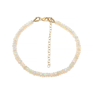 Ethiopian Opal Faceted Rondelle Shape 925 Sterling Silver 18K Gold Plated Adjustable Charm <b>Beaded</b> <b>Bracelet</b> For Party Wear - Product Image 1