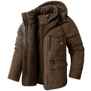 Chándal Deportivo de Invierno para Hombre, de Tela Resistente de Poliéster/Algodón, Chaqueta con Cremallera Completa, Transpirable, Color Sólido - Product Image 1