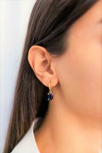 Pendientes de Zafiro Azul, Piedra de Nacimiento de Septiembre, Aros con Gemas Colgantes, Plata de Ley 925, Chapado en Oro de 14K - Product Image 5