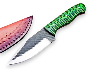 Couteau EDC à lame fixe personnalisé Nordic Forge, manche en bois Pakka, étui en cuir, OEM personnalisable, acier 12c27, fabrication industrielle - Product Image 1