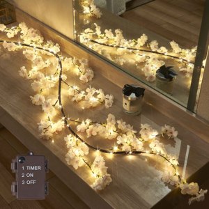 Lumières décoratives LED romantiques à fleurs de cerisier, blanc chaud, pour intérieur et extérieur, fêtes, mariages, décoration de la maison et du jardin - Product Image 1