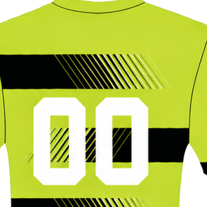 Maillot de rugby jaune néon et noir à manches courtes, col rond, rayé, uniforme d'équipe personnalisé, respirant, pour l'entraînement et la performance sportive - Product Image 4