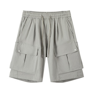 Men's 100% Polyester Quick Dry Lightweight Multi‑Pocket Summer Casual Cargo Shorts with Elastic Waist and Drawstring For Men - Product Image 4