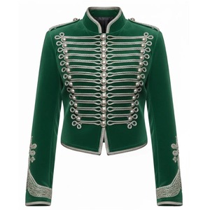 Men's <b>Black</b> <b>Wool</b> Hussar Jacket With Gold Embroidery Stand Collar Formal Winter <b>Coat</b> Short Length Slim Fit - Product Image 5