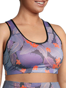 Women Plus Size Heat-Transfer Printed High Support Breathable Spandex/Nylon Racerback Sports <b>Bra</b> for Running Yoga Fitness - Product Image 4