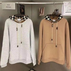 High Quality Fashion Trend Women's and Men's Sweatshirt Hoodie Plaid Hooded <b>Jumper</b> Patchwork Casual Kangaroo Pocket Hoodie - Product Image 4