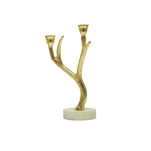 Top Arrival Golden Brass Candle Holder Set of 3 with <b>Leaf</b> Design for Home Decoration - Product Image 4