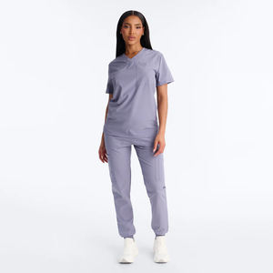 Uniformes Médicos Personalizados para Mujer, Blusa con Cuello en V, 94% Poliéster, 6% Elastano, Antiarrugas, Conjunto de Spa para Enfermeras - Product Image 1