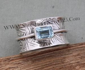 Handmade Hammered Three Tone Designer Carved Vintage <b>Boho</b> Hippie 925 Sterling <b>Silver</b> High Quality Customized Size Spinner <b>Rings</b> - Product Image 4