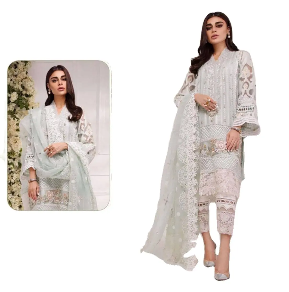 Nuevas llegadas estilista colección bordado pakistaní Shalwar Kameez señoras fiesta desgaste Salwar traje venta al por mayor étnico indio