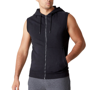 Prix d'usine – Débardeur de sport à capuche pour homme, gris uni, en coton, pour la gym, sans manches, grande taille, faible MOQ, personnalisable - Product Image 1