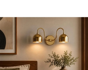 Modern Dual Arm Wall Sconce With Matte White Shades And Curved Black Arms For <b>Indoor</b> <b>Lighting</b> - Product Image 4