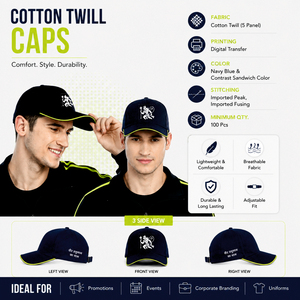Casquette de sport en sergé de coton brodée sur mesure avec logo personnalisé, casquette de baseball à 5 panneaux, visière incurvée, fermeture Velcro, ajustement réglable, promotionnelle - Product Image 3