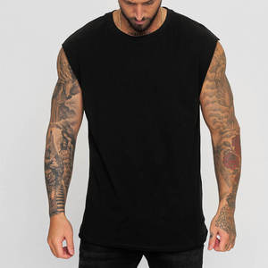 Débardeur sans manches pour homme, col rond, noir uni, tricoté, vêtement décontracté - Product Image 2