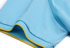 Men's <b>Light</b> <b>Blue</b> Short Sleeve for <b>Shirt</b> Front Yellow Collar Cuffs Solid Color Casual Breathable Anti-Wrinkle 100% Cotton Pique - Product Image 4