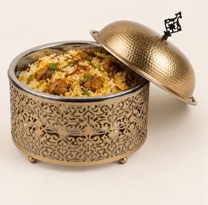 Casserole de luxe dorée martelée, chauffe-plats moderne de style arabe pour mariages et traiteur d'hôtels royaux, prix bas - Product Image 6