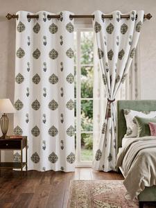 Exquisite hand block printed premium cotton <b>curtains</b> <b>for</b> <b>living</b> <b>room</b> bedroom window decor classical floral design and home style - Product Image 1