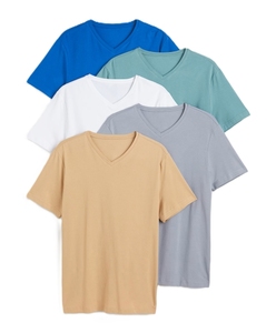 T-shirt pour homme en coton 100% de haute qualité, col en V, manches courtes, respirant, décontracté, vêtements d'été pour homme, logo personnalisé - Product Image 1