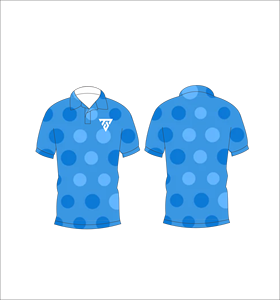 Polo personnalisé en sublimation, motif à pois bleus, respirant, polo de sport pour homme - Product Image 3