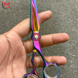 Ciseaux de coiffure professionnels en acier inoxydable à haute teneur en carbone, couleur arc-en-ciel, manche moyen, pointe affûtée, pour droitiers - Product Image 3